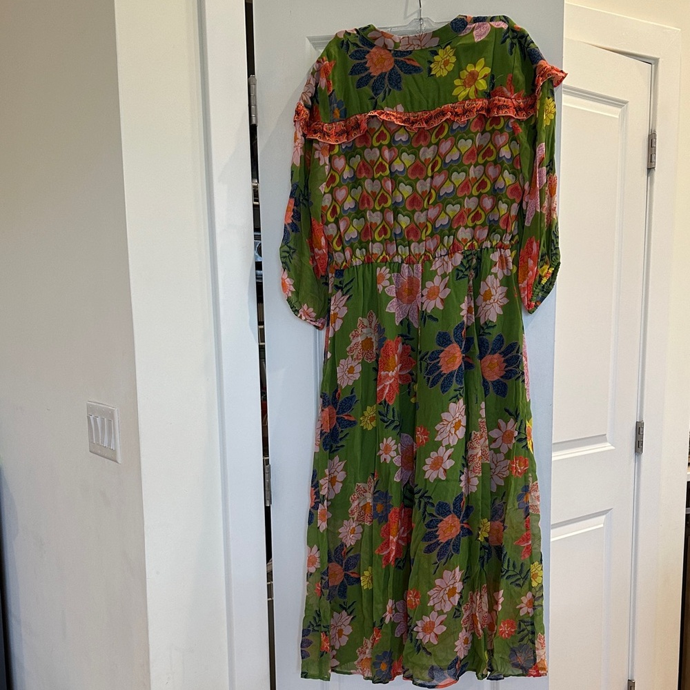 NWOT Emily Lovelock Floral Green Maxi Dress - Picture 7 of 9
